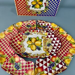 Chiara Alessi Capri Kırmızı Limon Buketi Meze Tabağı 7’li Set