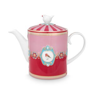 Kırmızı Pembe Porselen Demlik 1300 Ml Love Birds Collection by Pip Studio