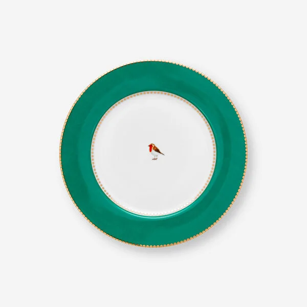 Yeşil Porselen Kahvaltı Tabağı 21 Cm Love Birds Collection by Pip Studio
