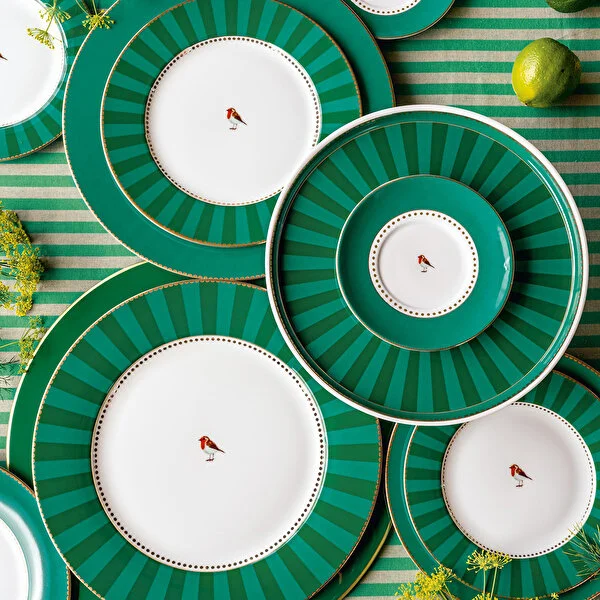Yeşil Porselen Yemek Tabağı 26,5 Cm Love Birds Collection by Pip Studio - Görsel 6