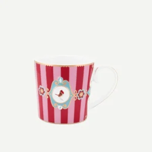 Kırmızı Pembe Çizgili Porselen Kupa 250 Ml Love Birds Collection by Pip Studio
