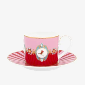 Kırmızı pembe Porselen Çay Fincanı 200 Ml Love Birds Collection by Pip Studio