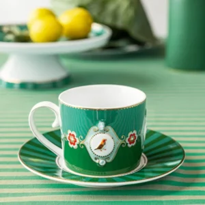 Yeşil Porselen Çay Fincanı 200 Ml Love Birds Collection by Pip Studio