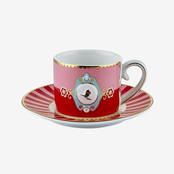 Kırmızı Porselen Kahve Fincanı 125 ml Love Birds Collection by Pip Studio