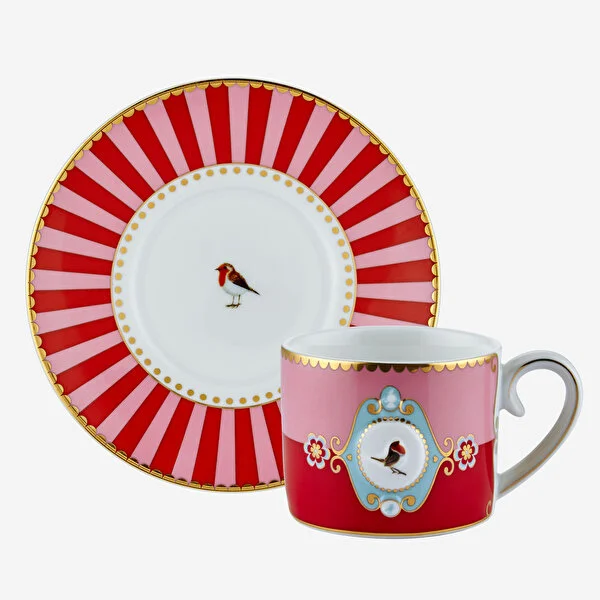 Kırmızı Porselen Kahve Fincanı 125 ml Love Birds Collection by Pip Studio - Görsel 4