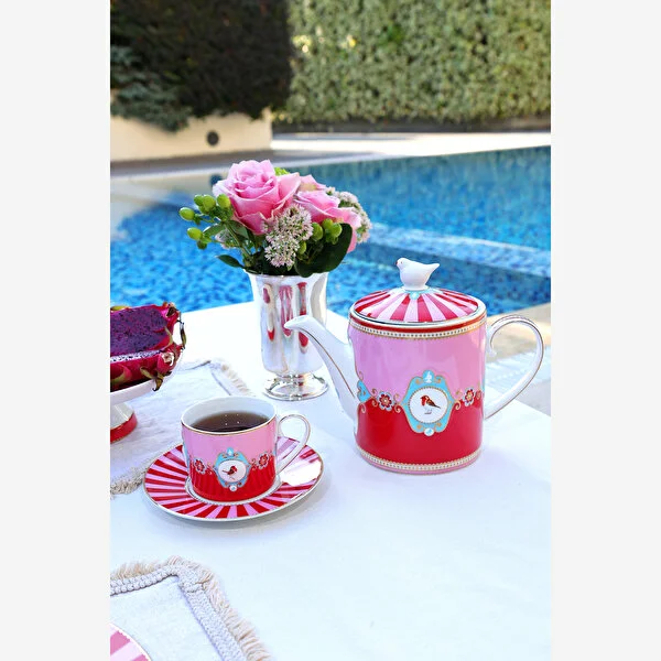 Kırmızı Pembe Porselen Demlik 1300 Ml Love Birds Collection by Pip Studio - Görsel 4
