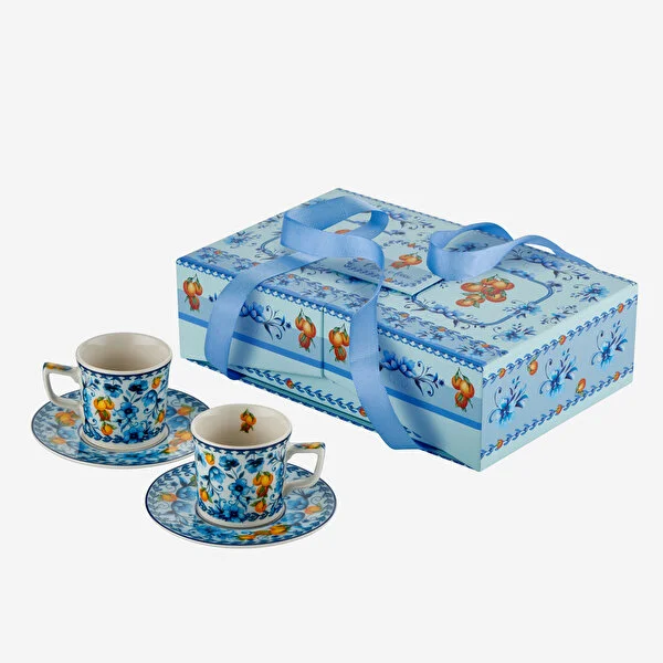 Mavi Porselen Kahve Fincan Seti 120 Ml Arancia Collection by Chiara Alessi