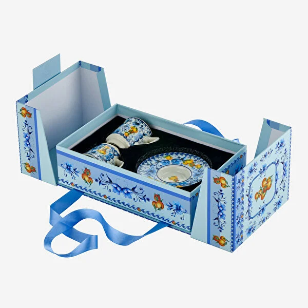 Mavi Porselen Kahve Fincan Seti 120 Ml Arancia Collection by Chiara Alessi - Görsel 3