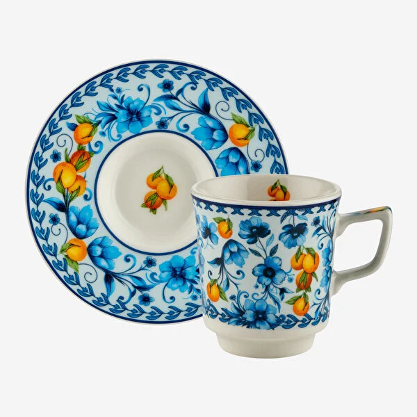 Mavi Porselen Kahve Fincan Seti 120 Ml Arancia Collection by Chiara Alessi - Görsel 8