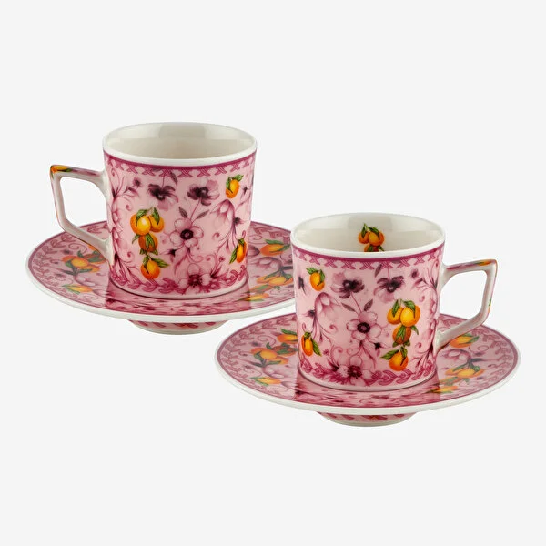 Pembe Porselen Kahve Fincan Seti 120 Ml Arancia Collection by Chiara Alessi - Görsel 2