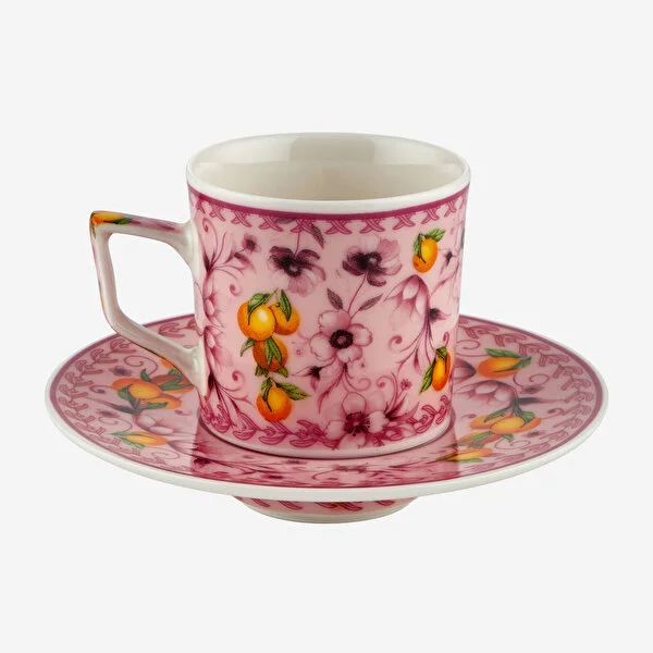 Pembe Porselen Kahve Fincan Seti 120 Ml Arancia Collection by Chiara Alessi - Görsel 8