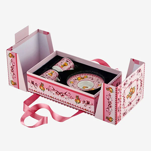 Pembe Porselen Kahve Fincan Seti 120 Ml Arancia Collection by Chiara Alessi - Görsel 4